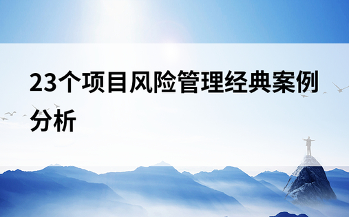 23个项目风险管理经典案例分析