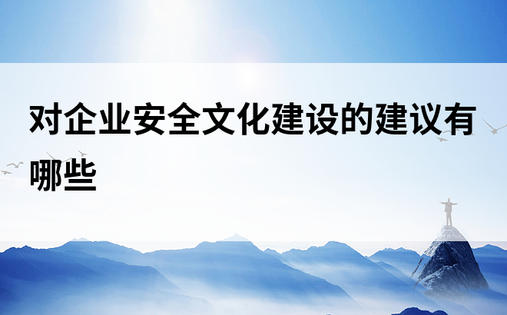 对企业安全文化建设的建议有哪些